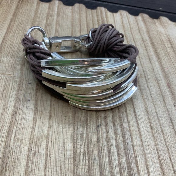 Sacchi Jewelry - Sacchi Multi Strand Brown & Silver Tone Bracelet